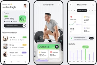 create fitness app, health tracking app, gym app, calorie tracking app,