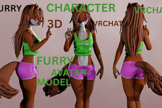 3d furry model, nsfw fursona, vrchat avatar, vseeface, animaze, ffix, vtuber