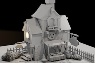 make 3d terrain miniature, dnd gaming landscapes,rpg fantasy house for print,stl