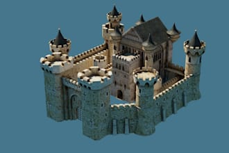 design wooden 3d terrain,ruins,medieval fantasy castles,fortress,acient building