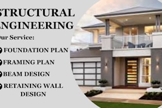 design concrete, steel, timber structure, foundation, framing plan for permit