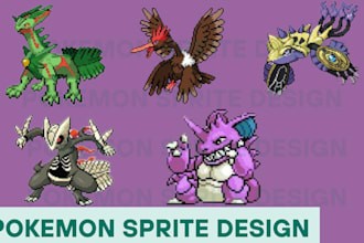 make custom pixel pokemon sprite character for fakemon and pokemon game trainer