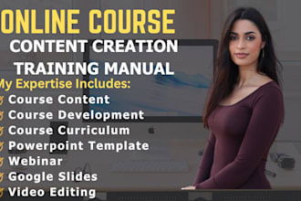 create online course content creation, training manual elearning course