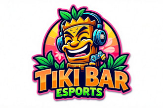design a bold and vibrant tiki mask bar esports mascot logo