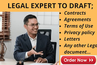 be your lawyer for legal agreements, contract, terms and conditions, mou or nda