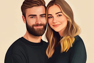 illustrate a vintage couple portrait