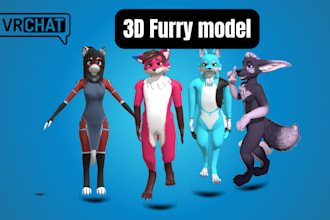 create 3d furry vrchat avatar, vr character, nsfw, vrc avatar, custom vrchat vrm