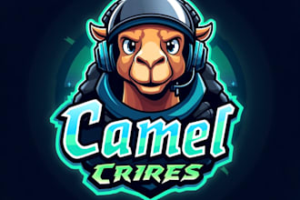design high quality esport camel mascot logo with free source file