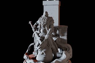 design viking miniatures,dnds,character sculpt,3d diorama,medieval mini figurine