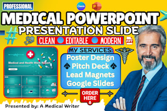 design medical powerpoint presentation, business infographics, pitch deck poster