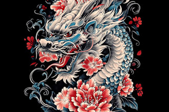 do awesome illustration in traditional japanese tattoo style