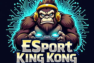 design high quality esport king kong mascot logo for your business