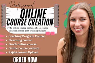 write a complete online course content ebook course creation lesson plan