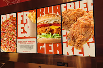 design digital menu, digital menu board or animated tv screen menu