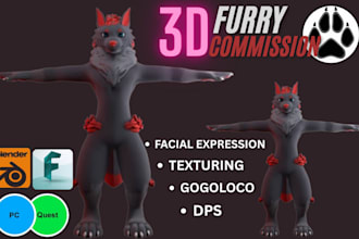 modelfull optimized for custom vrchat furry avatar 3d modelling vr character