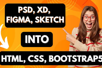 psd figma xd PDF sketch to HTML CSS bootstrap5 layout