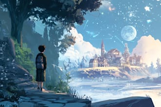 illustrate environments, landscapes, board game, concept art