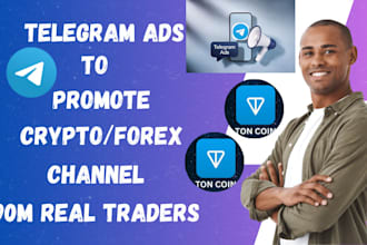 run telegram ads to promote crypto and forex channel to 90m real traders