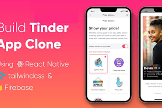 develop custom dating app like tinder clone with react native firebase flutter