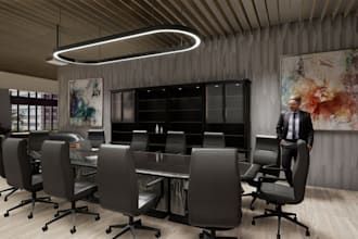 do 3d office glass exterior, workspace render, solid industry rendering, bank