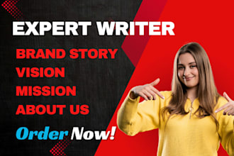 write professional brand story, mission and vision statement