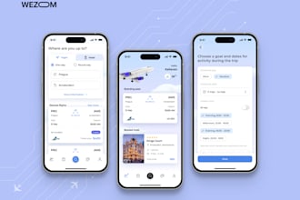 develop travel app with destination finder, hotel and flight booking options