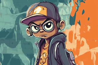 draw graffiti character, cool cartoon character