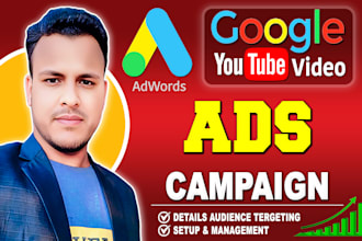 set up organic youtube video ads campaign by google ads