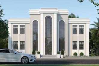 refurnish classic villa with sleek glass,landscape, rooftop design, rhino render