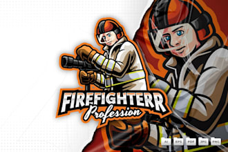 make high resolution firefighter mascot logo