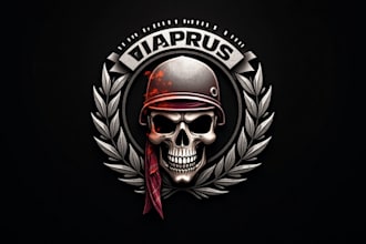 make a high quality skull head mascot logo design with new concept