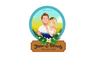 design hawaiian wedding caricatures logo