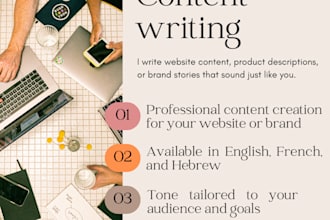 write professional and authentic brand content in english, french or hebrew