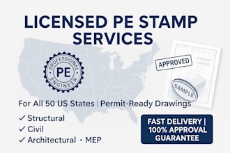do structural designs and licensed pe stamp for city permit in florida arizona