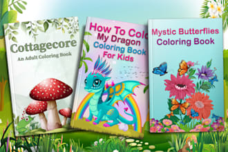 get kids coloring book cover design and interior for amazon KDP
