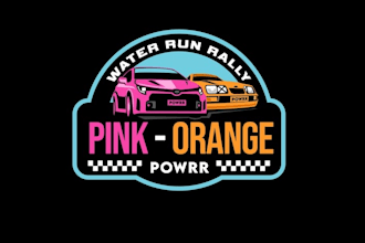 design pink orange water run rally logo