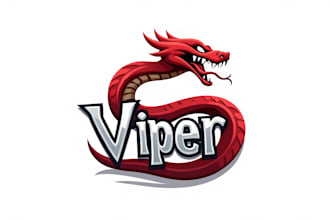 make a high quality red snack viper mascot logo design with new concept
