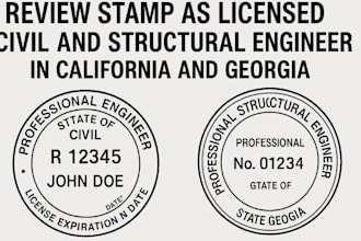 review stamp as licensed civil and structural engineer in california and georgia