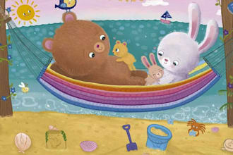 do children book story illustration in watercolor