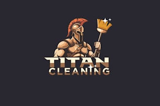 design strong powerful titan cleaning logo