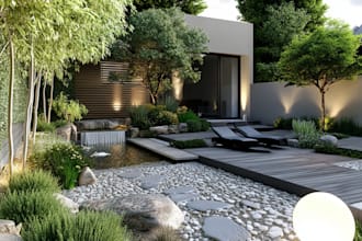 make your backyard, garden, terrace, realistic landscape