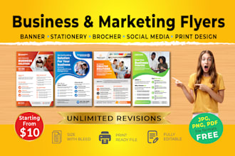 design modern business and marketing flyers for print or digital use