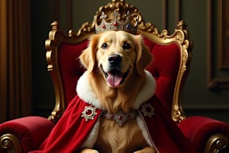 turn your pet into a medieval king queen portrait