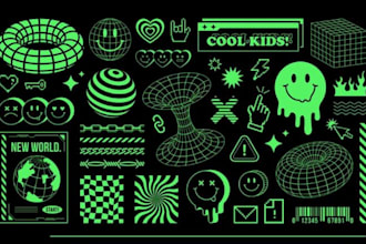 make minimalist illustration y2k graphics logo  for you