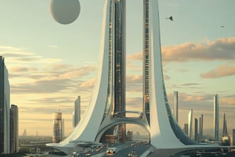 design high quality science fiction city and game art
