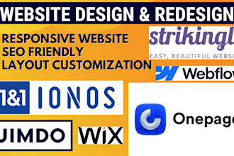 build strikingly jimdo onepage io ionos website design brand promo landing page