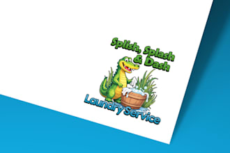 design a fun unique mascot logo laundry or cleaning service