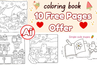 draw cute bold and easy  coloring book pages for children and kdp