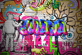 create custom urban graffiti hand lettering with wall or dripping effects