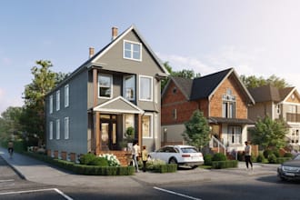 redesign house exterior, cape cod,ranch rendering,craftsman,cottage tudor render